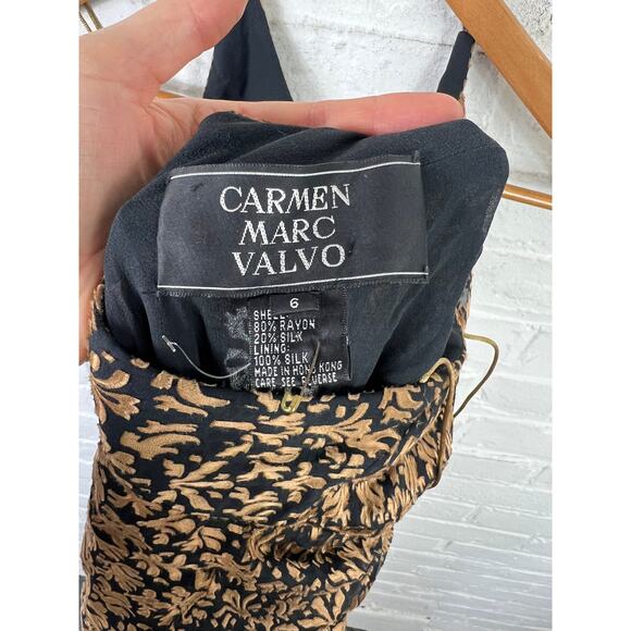 Carmen Marc Valvo Women's Halter Maxi Gown Sleeveless Brown/Black Size 6 - Picture 3 of 4